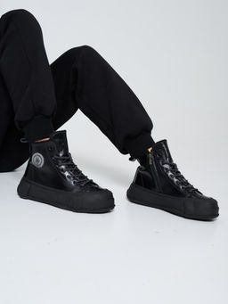 Ботинки 217.PODYUM151bl.Черный/байка