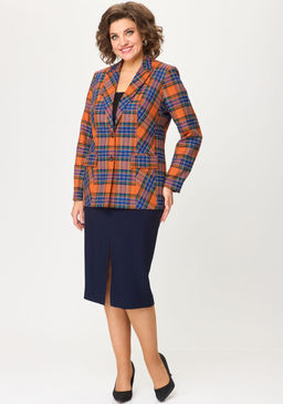 Костюм БелЭльСтиль 412/597 клетка терракот+синий фото 7