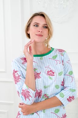 Пижама женская из футера Листик с бриджами - Амадэль фото 2