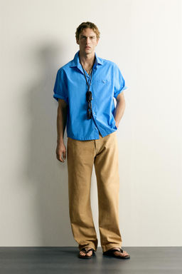 CAMISA RELAXED FIT POPEL?N / Azul?n