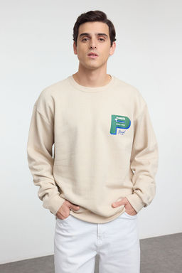 TRENDYOL MAN Un?sex Tas Oversize/Genis Kesim Snoopy Orijinal Lisansl? On&S?rt Bask?l? Sweatshirt TMNAW25SW00131 - Trendyolmilla фото 2