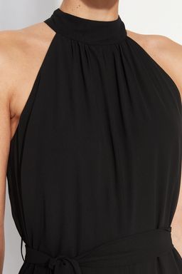 Siyah Kusakl? Maxi Sifon Astarl? Dokuma Tulum TWOSS23TU00093