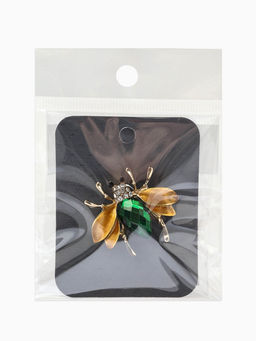 Брошь «Жук» с крыльями, кристалл, цвет жёлто-зелёный в золоте