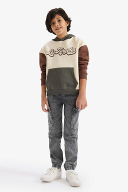 Oversize Kap__onlu Pamuklu Bask_l_ Sweatshirt Erkek _ocuk - Defacto фото 2