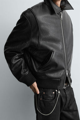 QUILTED FAUX LEATHER JACKET