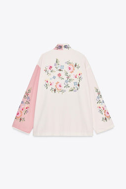 COTTON KAFTAN WITH FLORAL EMBROIDERY - Zara фото 7