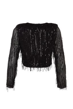 TRENDYOLMILLA Siyah Astarl? Par?lt?l? Payet Ceket TPRSS23CE00017