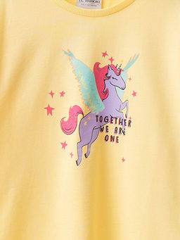 Bisiklet Yaka Bask?l? K?sa Kollu Pamuklu K?z ?ocuk Elbise - Waikiki фото 3