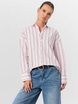 Рубашка женская розовая в полоску - Mark formelle фото 6