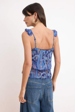 Indigo Sal Desen Regular/Normal Kal?p Kare Yaka Kolsuz Tul Orme Bluz TWOSS26BZ00564 - Trendyolmilla фото 4