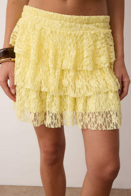 Beyaz F?rf?rl? Mini Dantel Orme Sort Etek TWOSS25SR00236 - Trendyolmilla фото 3
