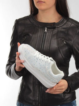 05-6739-1 WHITE Кроссовки женские (искусственные материалы) - No name фото 2