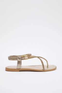 Trendyol Shoes Alt?n Tasl? Parmak Aras? Bilegi Lastikli Kad?n Sandalet TAKSS25SD00003 - Trendyolmilla фото 3