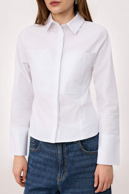 Beyaz Cep Detayl? Poplin Gomlek TWOSS26GO00065 - Trendyolmilla фото 3