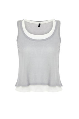 Gri Cift Kat Triko Ince Bluz TWOSS24BZ00599 - Trendyolmilla фото 7