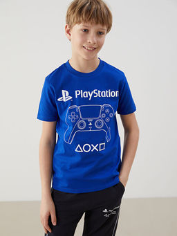 Bisiklet Yaka PlayStation Bask?l? Erkek ?ocuk Ti??rt