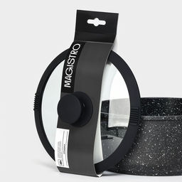 Крышка Magistro, d=20 см, со сливом, с силиконовым ободком и ручкой, жаропрочное стекло