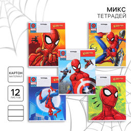 Цена за 20 шт. Тетрадь в линейку 12 листов, 5 видов МИКС, обложка мелованный картон,