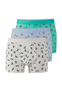 TRENDYOL MAN Cok Renkli 3lu Paket Animal Bask?l? Esnek Pamuklu Boxer TMNSS25BX00007