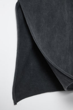 Antrasit Y?kamal? %100 Pamuk Duble Kol Asimetrik Boyfriend Orme T-Shirt TWOSS20TS0828