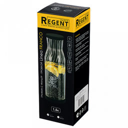 Графин стеклянный Linea Franco 1,5л, 10,1х10,1х30,5см, пробка силиконовая, противоскользящий силиконовый ободок на дне, черный, Regent (Китай) - Домашняя мода фото 2