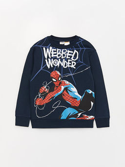 Bisiklet Yaka Spiderman Bask?l? Uzun Kollu Erkek ?ocuk Sweatshirt