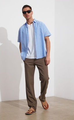 Рубашка к/р лен F111-0450 jeans - Fine joyce фото 2