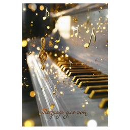 Цена за 2 шт. Тетрадь для нот 8 л. арт. 73218 ЗОЛОТЫЕ КЛАВИШИ /А4, белый офсет, мягкий переплёт (2 скобы), облож.-