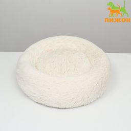 Лежанка для собак и кошек, длинный мех, 60 х 60 х 20 см, молочная - Пижон фото 8