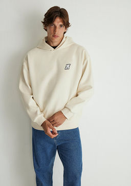 S?rt Bask?l? Beyaz Sweatshirt - Mavi фото 5