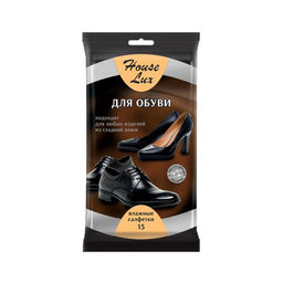 Цена за 7 шт. Влажные салфетки House Lux, для обуви, 15 шт.