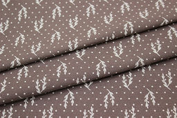 Теплый хлопок Набойка-веточки с горошком цв.шоколадно-коричневый с лиловым оттенком, ш.1.5м - Купава фото 5