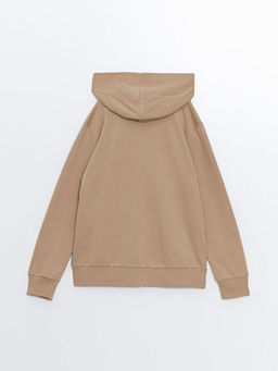 Kap??onlu Basic Uzun Kollu K?z ?ocuk Fermuarl? Sweatshirt