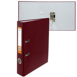 Папка-регистратор А4, 50 мм, Calligrata, полипропилен, металлическая окантовка, карман на корешок, собранная, бордовая