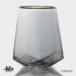 Стаканы Magistro «Дарио», 450 мл, 10×11.5 см, набор 6 шт., с золотой отводкой, стекло, графит