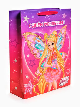 Пакет подарочный детский Winx, L 31×40×11.5 см