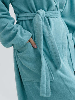 Халат женский Оптима Банный хлопок махра бирюзовый  фото 6