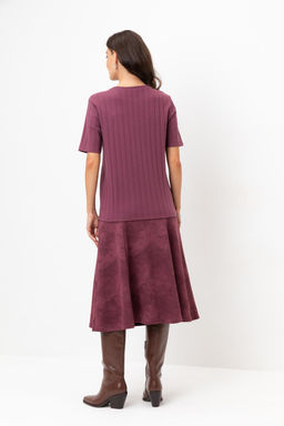 ЕВТ 7024/сливовое вино,эффект замши юбка жен