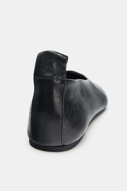 SQUARE TOE LEATHER BALLERINAS - Zara фото 5
