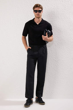 TRENDYOL MAN Siyah Pileli Klasik Baggy Fit Kumas Pantolon TMNSS24PL00024 - Trendyolmilla фото 2