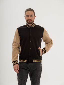 Бомбер на кнопках унисекс футер 3хнитка начес качество пенье , черный/беж версачи - Knitka wear фото 9