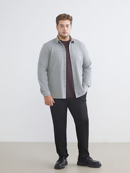 B?y?k Beden Slim Fit Uzun Kollu Erkek G?mlek