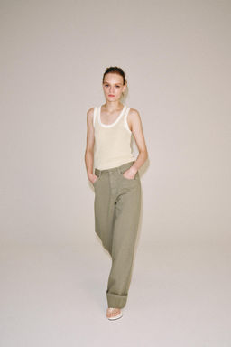 JEANS ZW COLLECTION BAGGY TIRO MEDIO / Khaki - Zara фото 7