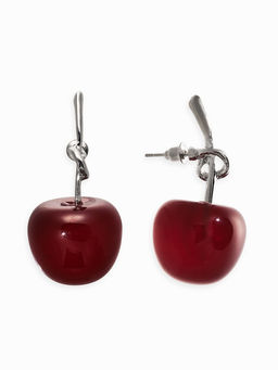 Цена за 2 шт. Серьги "Вишня" узел, цвет бордовый в серебре