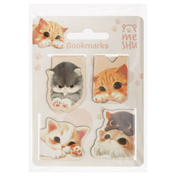 Закладки-магнит для книг 4шт. MESHU 80*110мм "Cute kittens" (MS_66068) матовая ламинация