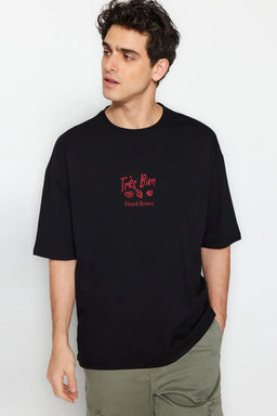 TRENDYOL MAN Tas Unisex Oversize/Genis Kesim Istakoz Bask?l? T-Shirt TMNSS25TS00051 - Trendyolmilla фото 2
