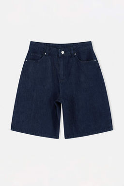 Koyu Mavi Yuksek Bel Denim Bermuda TWOSS26SR00161