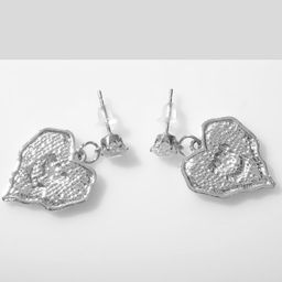 Серьги эмаль Сердца с тюльпанами, цвет бело-чёрный в серебре - Queen fair фото 2