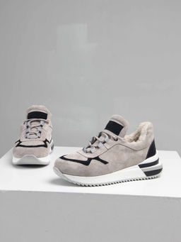 Кроссовки 150.maskgr. каменный замша/Мех