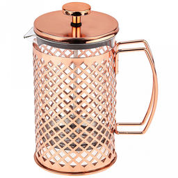 Френч-пресс металлический корпус "Восторг" 800мл, д10см h19см, глянцевый, цвет - розовое золото (медный), колба - термостойкое стекло д9,7см h15,3см, в подарочной коробке (Китай)